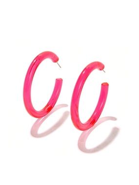 NWT Pink Acrylic 2” Hoops with Post Backs